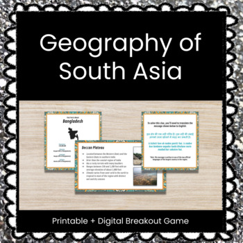 Preview of ★ Digital + Printable ★ South Asia Geography Breakout Game