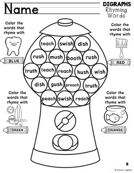 Rhyming Words Coloring Activities by Smarter Together | TpT