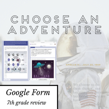 Preview of [Distance Learning] Choose An Adventure style - Google Form - 7th grade review