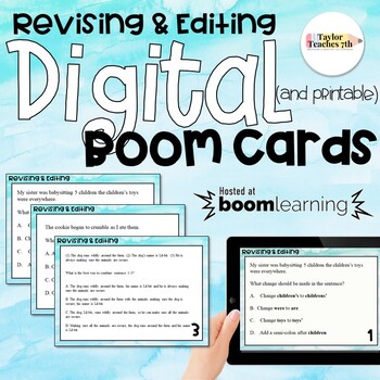Preview of {Distance Learning} Digital (and printable) Boom! Revising & Editing Cards Set 1
