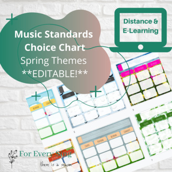 Preview of [Distance Learning] Editable Standards Based Choice Chart, Music *SPRING THEME*