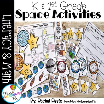 Preview of Space Literacy and Math Centers| Kindergarten and first grade