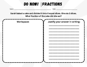 Preview of 'Do Now' Math Practice Worksheets: Fractions (10 Worksheets!)