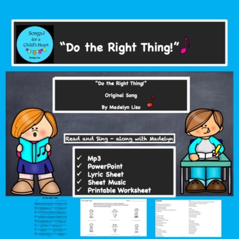 Preview of Do the Right Thing Song/Mp3, PowerPoint, Sheet Music, Lyric and Worksheet
