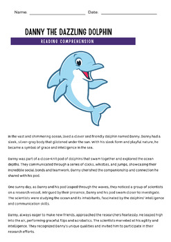 Dolphin story 3rd-4th grade Reading Comprehension with question worksheets.