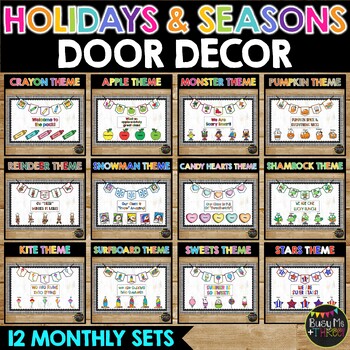 Preview of Door Display and Bulletin Board Décor HOLIDAY and SEASONS BUNDLE | Editable