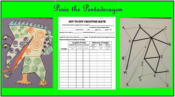 Preview of "Dot to Dot Polygon Creature " Classifying Triangles Math and Art Project
