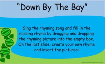 Preview of "Down By The Bay" 2 Google Slides rhyming drag and drop