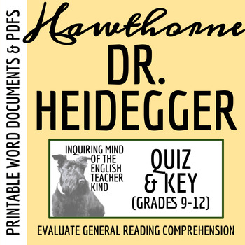 Preview of "Dr. Heidegger's Experiment" by Nathaniel Hawthorne Quiz and Answer Key