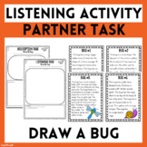  'Draw a  Bug ' Partner Listening & Drawing Task Card Activity 