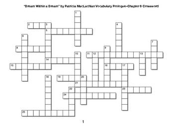 Dream Within a Dream Vocabulary Prologue Chapter 6﻿ Crossword