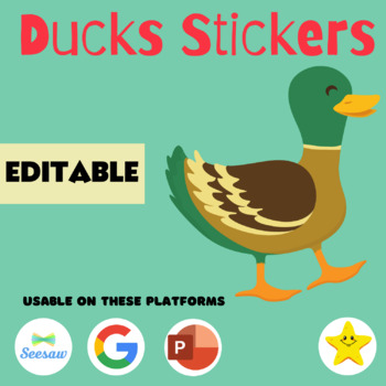 Preview of  Ducks Farm Animals Clip Art Digital Stickers - COPYRIGHT FREE + EDITABLE 