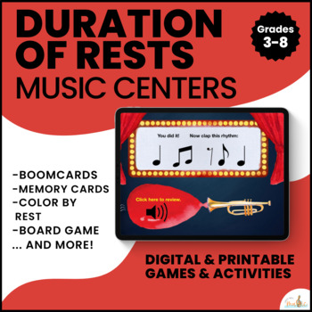 Preview of  Duration of Rests Music Games and Worksheets | DIGITAL & PRINT