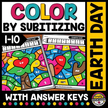 Preview of EARTH DAY MATH ACTIVITY COLOR BY NUMBER SENSE SUBITIZING COLORING PAGE WORKSHEET