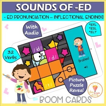 Preview of -ED SOUNDS | REGULAR VERBS PRONUNCIATION | REVEAL PUZZLE | INFLECTIONAL ENDINGS