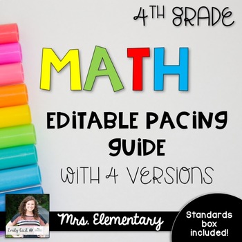 Preview of *EDITABLE* 4th Grade Math Pacing Guide