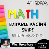 *EDITABLE* 4th Grade Math Pacing Guide