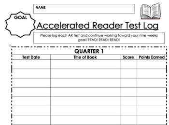 Preview of {EDITABLE!} Accelerated Reader [AR] Test Log