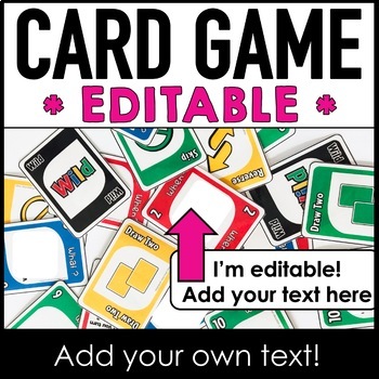 Preview of Editable UNO Style Card Game - Use with ANY SUBJECT | Edit Text Boxes
