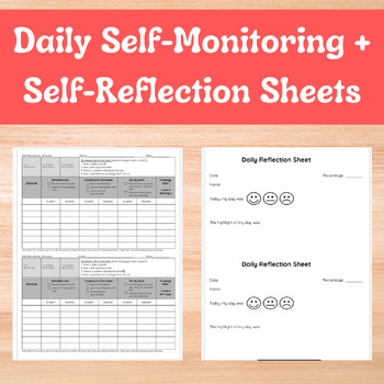 Preview of *EDITABLE* Daily Self-Monitoring + Self-Reflection Templates
