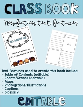 Preview of *EDITABLE* Informational Class Book - Nonfiction Text Features Practice