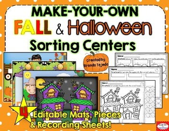 Preview of *EDITABLE* Make-Your-Own Fall & Halloween Sorting Centers