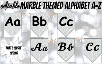 Preview of *EDITABLE* Marble Themed Alphabet Print & Cursive Options