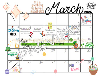 Preview of *EDITABLE* March Calendar