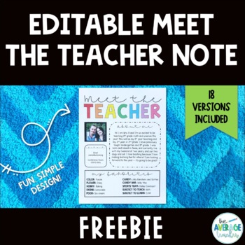 Preview of *FREEBIE* Editable Meet the Teacher Note
