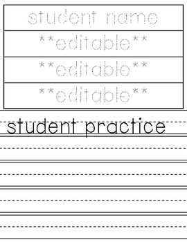 editable name tracing practice pages by woodlandteacher tpt