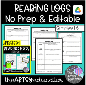 Preview of *EDITABLE* No Prep (Weekly) Reading Logs With Response Questions (Updated!)