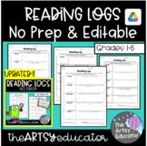 *EDITABLE* No Prep (Weekly) Reading Logs With Response Que