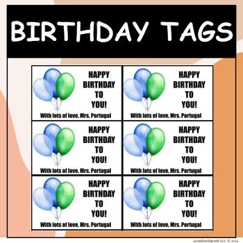 Preview of *EDITABLE* Student Birthday Tags/Cards/Stickers
