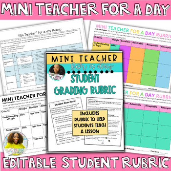 Preview of EDITABLE Student Mini-Teacher for a Day Rubric
