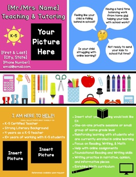 Preview of *EDITABLE* Teaching & Tutoring Flyer
