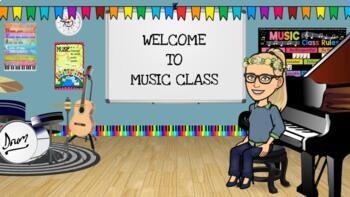 Preview of *EDITABLE* Virtual Bitmoji Music Classroom Template