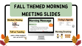 Preview of *EDITABLE* WEEKLY SEL FALL THEMED MORNING MEETING SLIDES