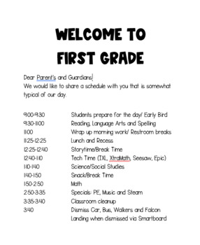 Preview of *EDITABLE* Welcome to Grade Parent Letter