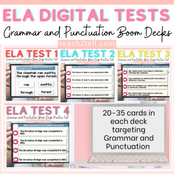 Preview of ELA Test Prep Grammar | Punctuation Digital Growing Bundle Boom Cards