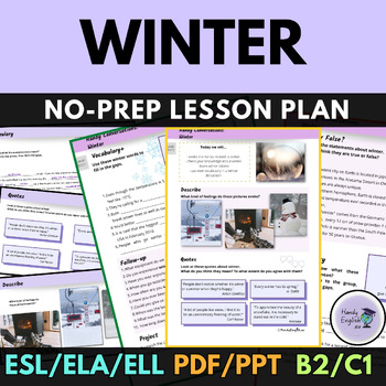 Preview of [ELA] Winter Speaking and Vocabulary no-prep lesson plan for teens and adults