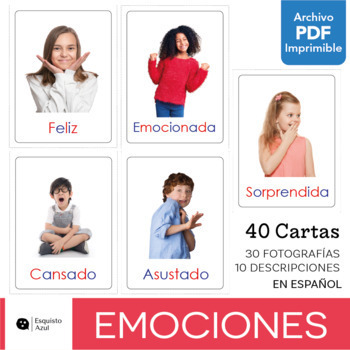 Preview of ⭐EMOCIONES Y SENSACIONES⭐ Flashcards en español.