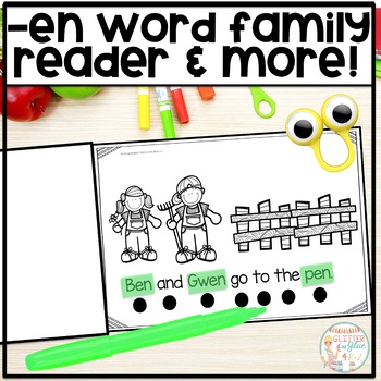 Preview of -EN Word Family Reader-Includes a Book, Sight Word Cards, & Matching