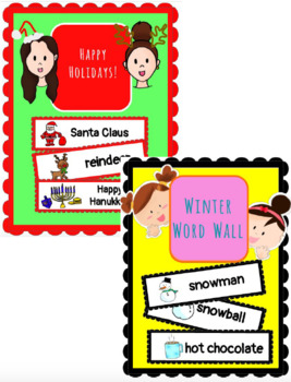 Preview of (ENG) Word Wall BUNDLE: Happy Holidays AND Winter Vocab