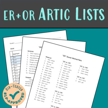 Preview of ER and OR COMPLETE Articulation Lists for Older Students