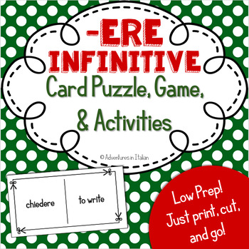 Preview of -ERE Italian Infinitive Verb Puzzle