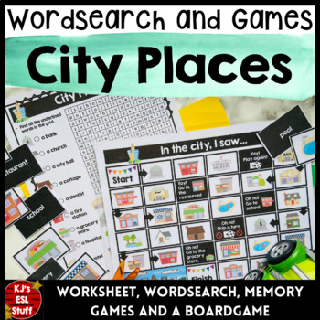 Preview of  ESL ELL City Places Worksheets and Game