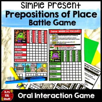 Preview of  ESL ELL ELA Present Simple and Prepositions of Place Game