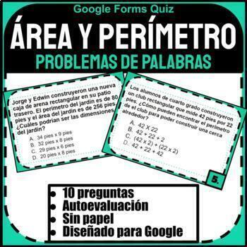 Preview of *ESPAÑOL* Area & Perimeter Word Problems/Problemas de Palabra de Area/Perimetro