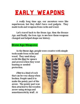 Preview of "Early Weapons" + Fill In The Blanks Worksheet