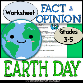 Preview of "Earth Day" Fact and Opinion Worksheet with Practice Questions